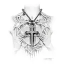 cross broken chains tattoo design idea