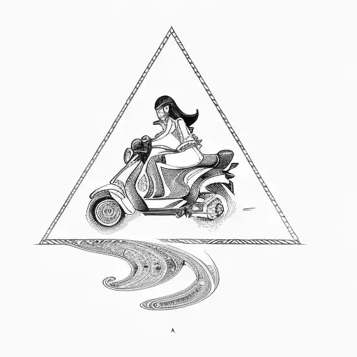 a woman riding a scooter tattoo design idea