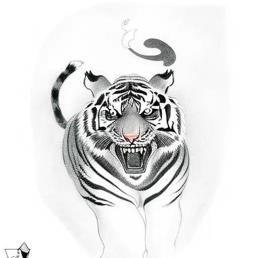 A black and grey tattoo of a tiger and a squirrel together, symbolizing harmony between strength and agility tattoo design idea