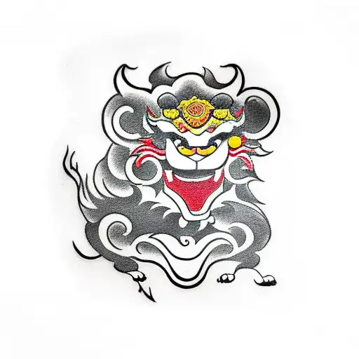 Chinese lion dance tattoo design idea