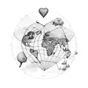 A map of the world inside a heart tattoo design idea