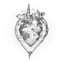 A map of the world inside a heart tattoo design idea