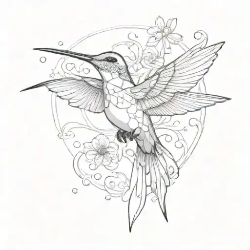 hummingbird surrounded tattoo design idea