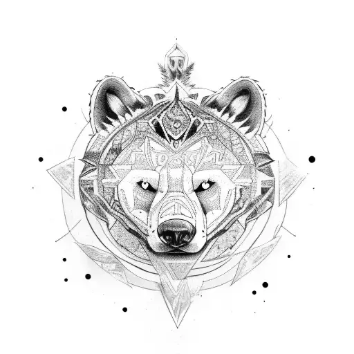 totem urso e lobo  tattoo design idea