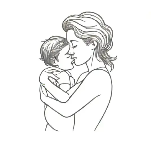 mother with daughter tattoo design idea