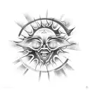 sun with long rays  tattoo design idea