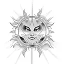 sun with long rays  tattoo design idea