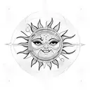 sun with long rays  tattoo design idea