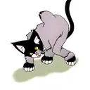 cat scratching with one paw tattoo design idea