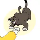 cat scratching with one paw tattoo design idea