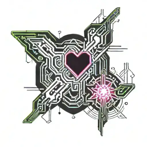 Cybernetics hearts tattoo design idea