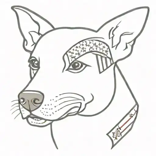 a dog wearing an american flag bandana tattoo design idea
