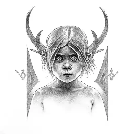 nordic desing that includes mythology and references my two children boy and girl for the chest tattoo design idea