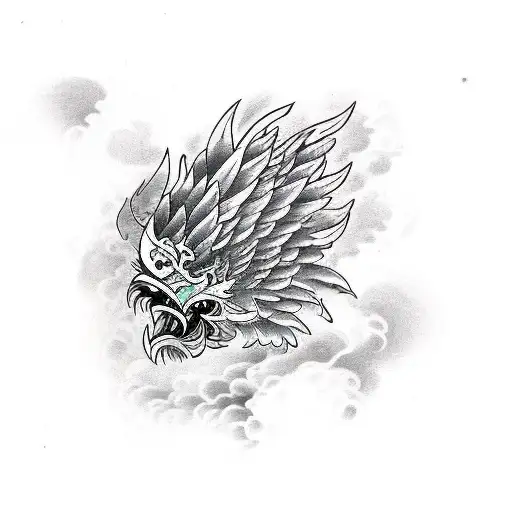 wide open feather fenix  tattoo design idea