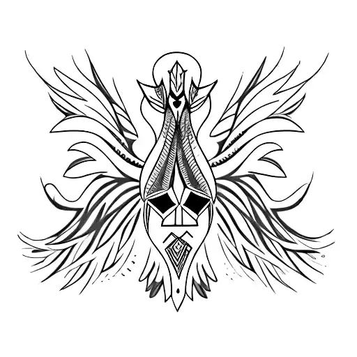 wide open feather fenix  tattoo design idea