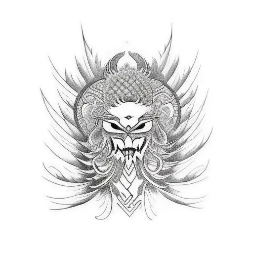 fenix with really long feathers tattoo design idea