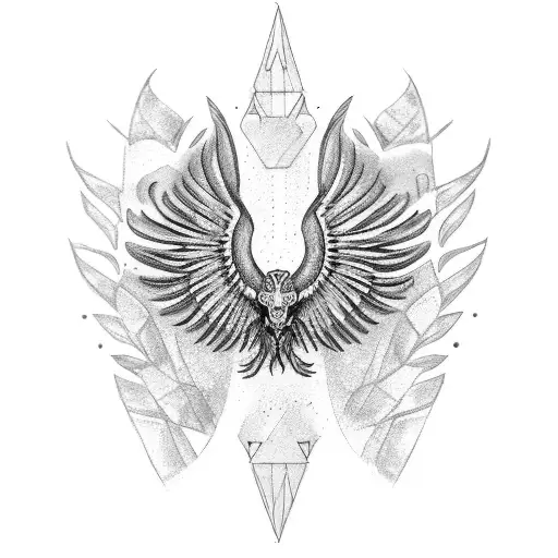 wide open feather fenix  tattoo design idea
