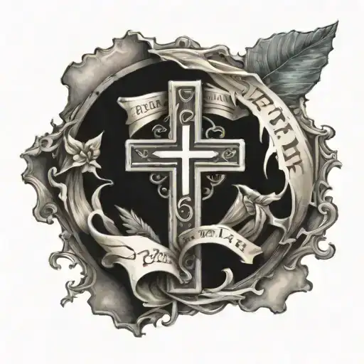 cross with faith written inside tattoo design idea