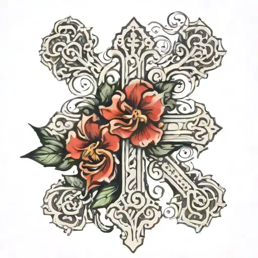 cross with faith written in it tattoo design idea