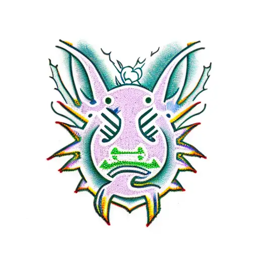 nyansapo symbol made out of frayed rope with purple flower in the middle tattoo design idea