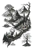 nordic forest viking mountain tattoo design idea