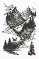 nordic forest viking mountain tattoo design idea
