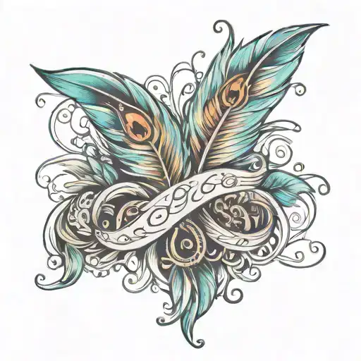 infinity feathers names and dates tattoo design idea