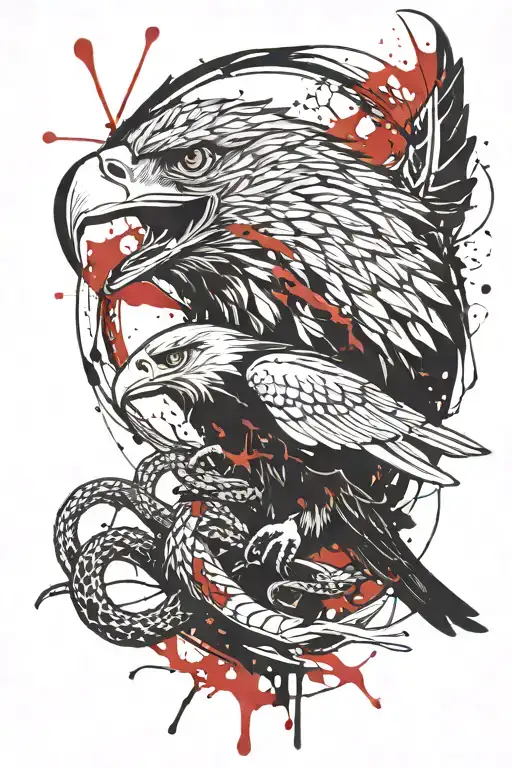 Eagle kills snake tattoo design idea