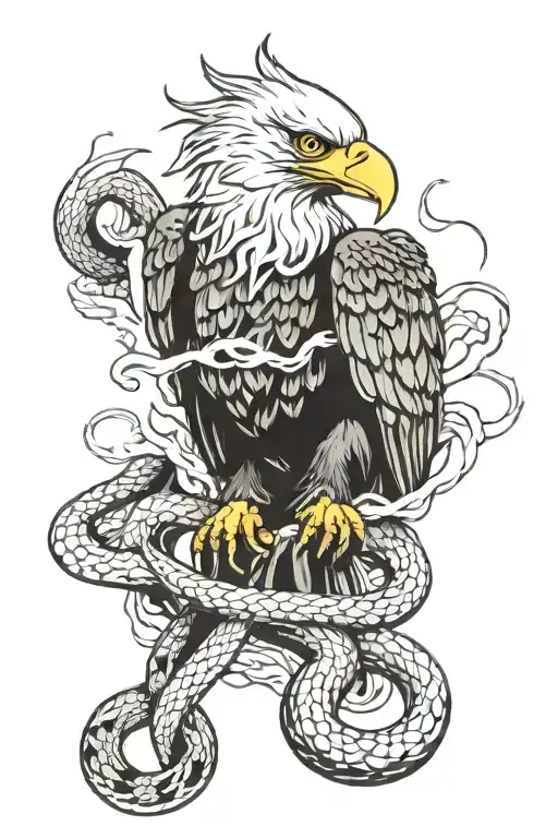 Eagle kills snake tattoo design idea