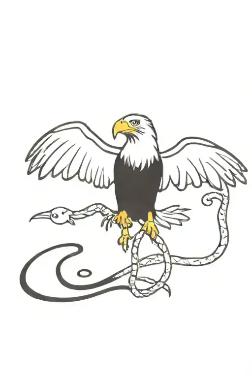 Eagle kills snake tattoo design idea