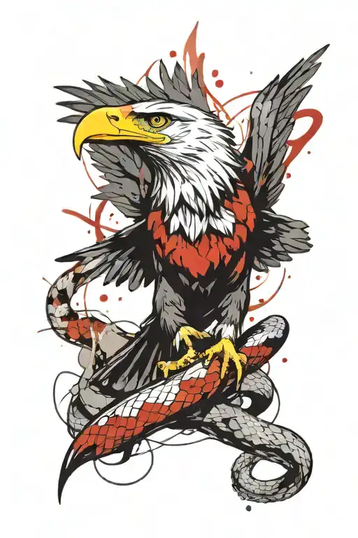 Eagle kills snake tattoo design idea