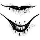 vampire teeth with gothic text tattoo design idea