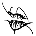 vampire teeth with gothic text tattoo design idea