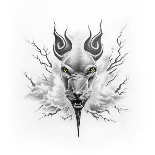 photorealistic, dark, shaded, clouds with lightning bolt realistic tattoo  tattoo design idea
