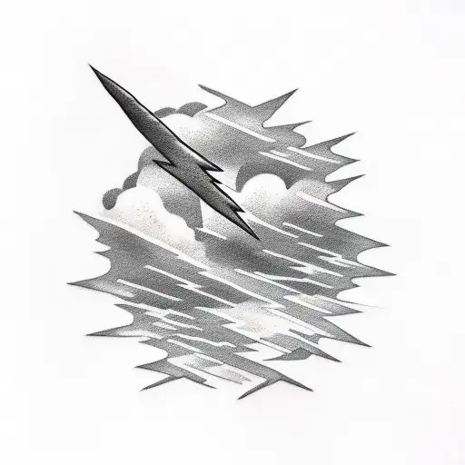 lightning bolt, clouds, dark skies with quote  tattoo design idea