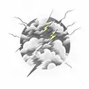 lightning bolt, clouds, dark skies with quote  tattoo design idea