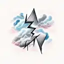 lightning bolt, clouds, dark skies with quote  tattoo design idea