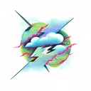 lightning bolt, clouds, dark skies with quote  tattoo design idea