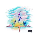 lightning bolt, clouds, dark skies with quote  tattoo design idea