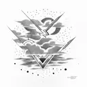 lightning bolt, clouds, dark skies with quote  tattoo design idea