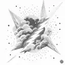 lightning bolt, clouds, dark skies with quote  tattoo design idea