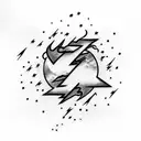 lightning bolt, clouds, dark skies with quote  tattoo design idea
