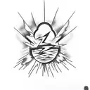 lightning bolt, clouds, dark skies with quote  tattoo design idea