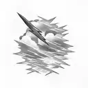 lightning bolt, clouds, dark skies with quote  tattoo design idea