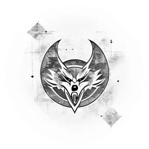 Norse Raven Wolf circle tattoo design idea