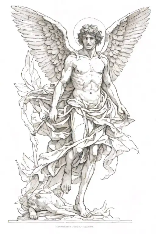 The angel of the wounded man tattoo design idea