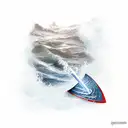 A pickaxe emerging from a wave, symbolizing the client's love for both mining and the nautical tattoo design idea