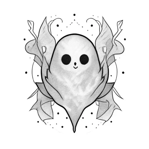 cute sheet ghost tattoo design idea