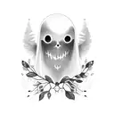 cute sheet ghost tattoo design idea