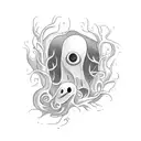 cute sheet ghost tattoo design idea
